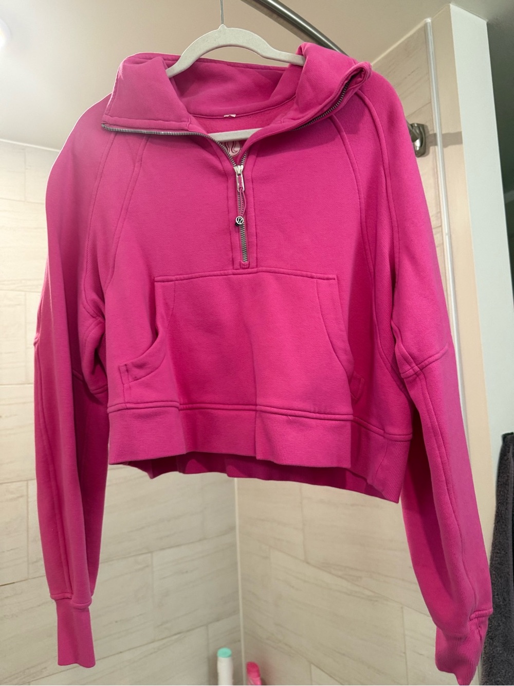 Lululemon Scuba Oversized Funnel-Neck Half Zip in Sonic Pink